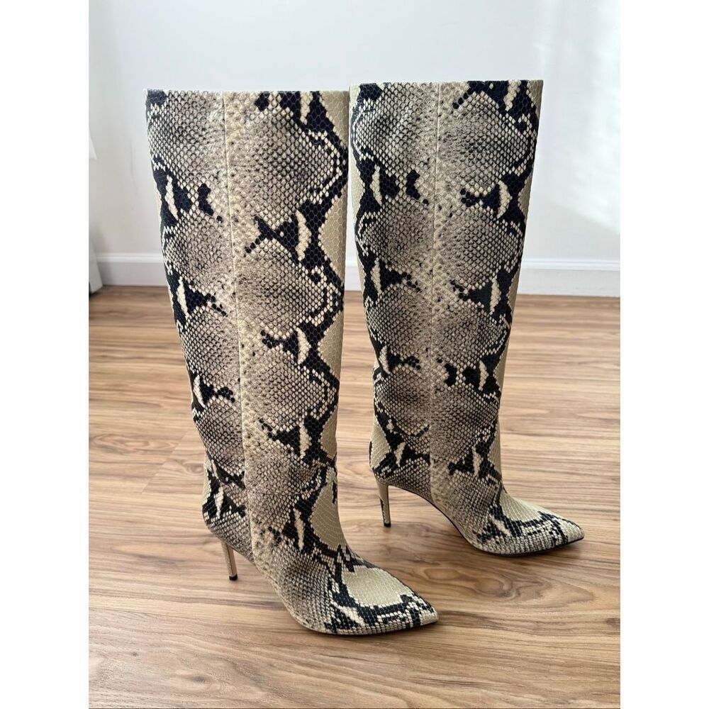 PARIS TEXAS Stiletto snake-effect leather knee boots EU 37.5/ US 7.5 $1050 - Picture 6 of 9